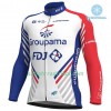 Radbekleidung Radtrikot Langarm + Lang Trägerhose 2018 FDJ Winter Thermal Fleece N001